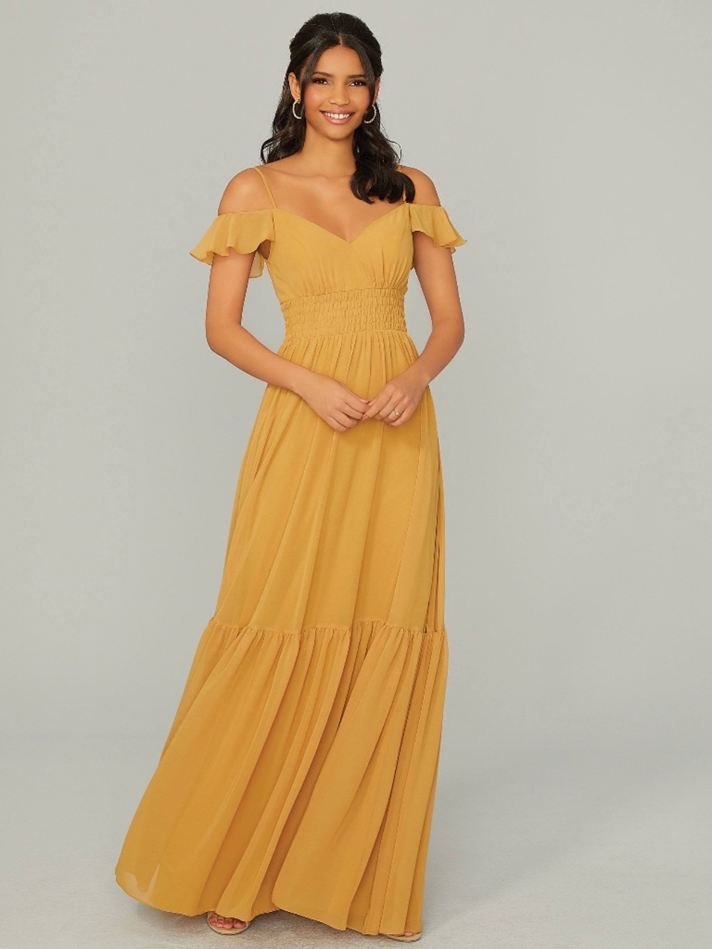MORI LEE SAFFRON CHIFFON GOWN SIZE 12